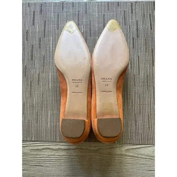 prada orange suede kitten heel - Picture 6 of 7
